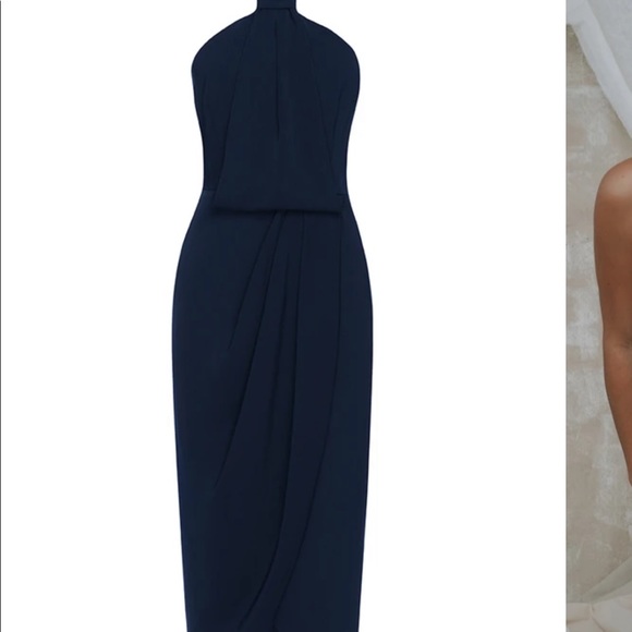 NWT SHONA JOY CORE KNOT DRAPED DRESS - NAVY - Picture 6 of 7